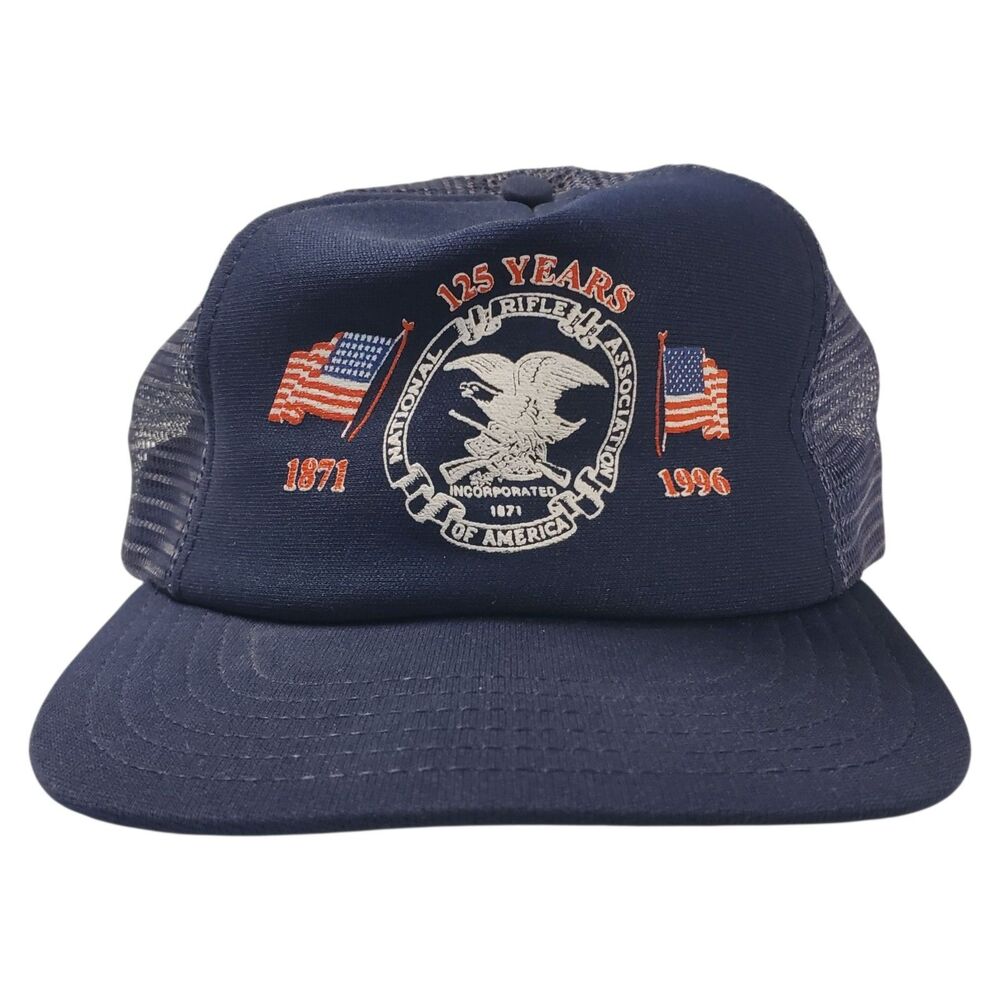 Vintage NRA Hat Cap Mens 125 Year National Rifle Guns Snapback Trucker Made USA